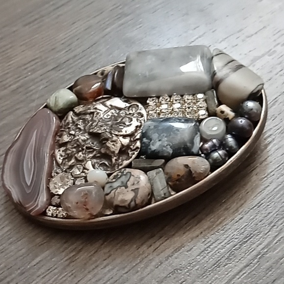Abstract Gemstone Belt Buckle (comes with free leather belt) Handmade - Picture 1 of 4